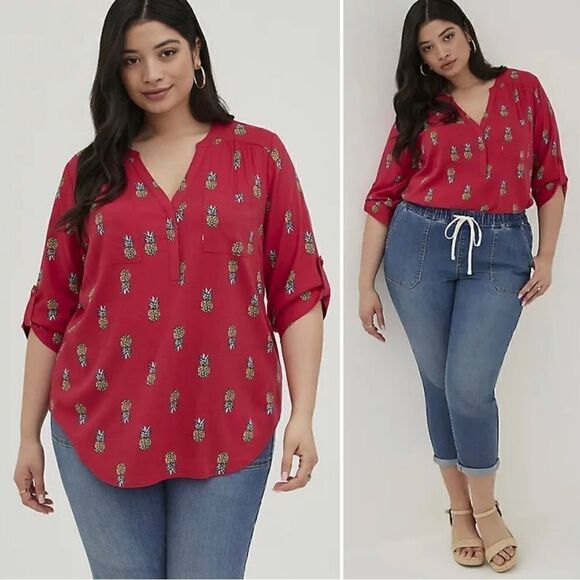 Torrid Harper Pineapple Print Pullover Top - Picture 1 of 13